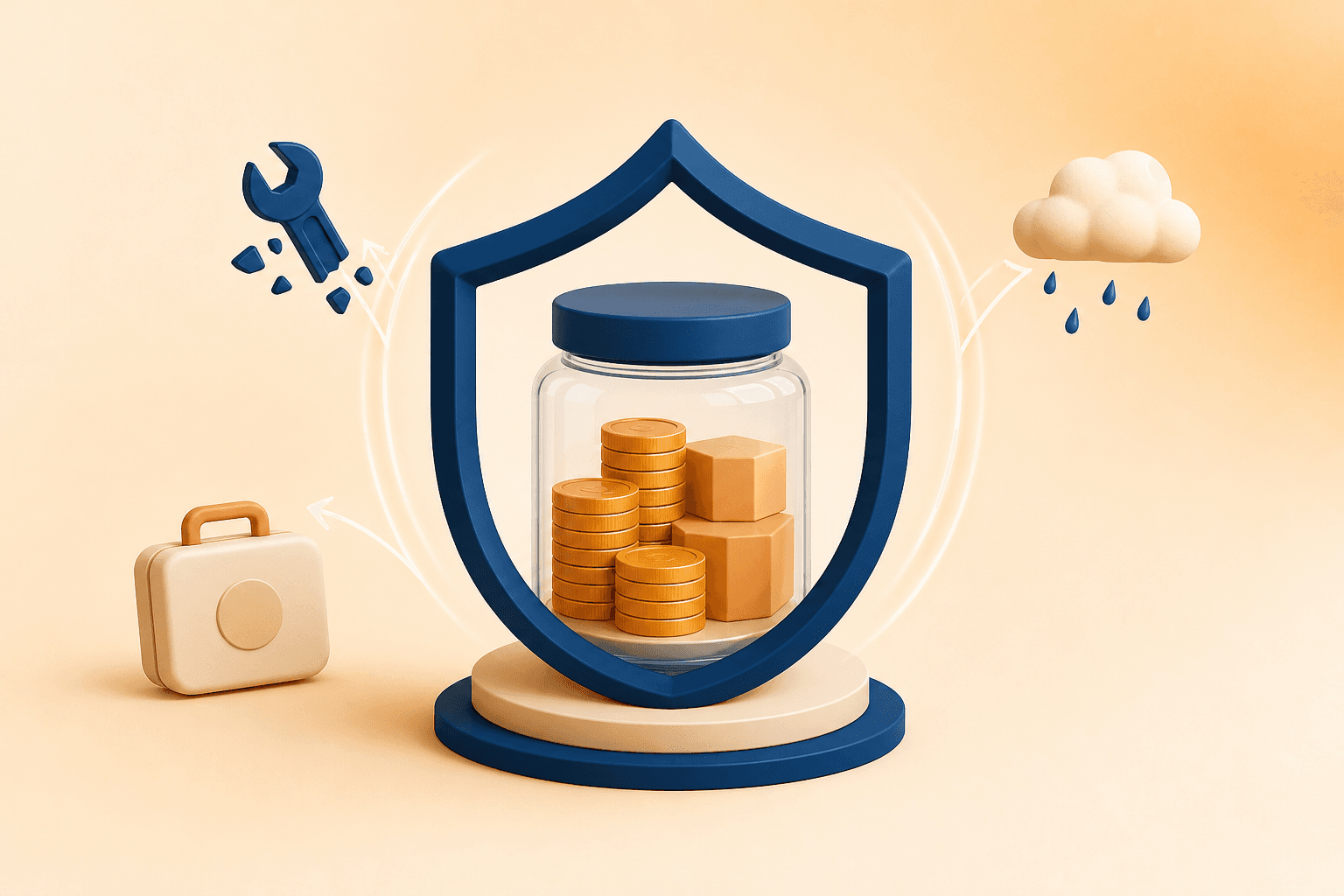 Educational visual guide for Emergency fund: maintaining a liquid reserve to safeguard long-term wealth against unforeseen expenses