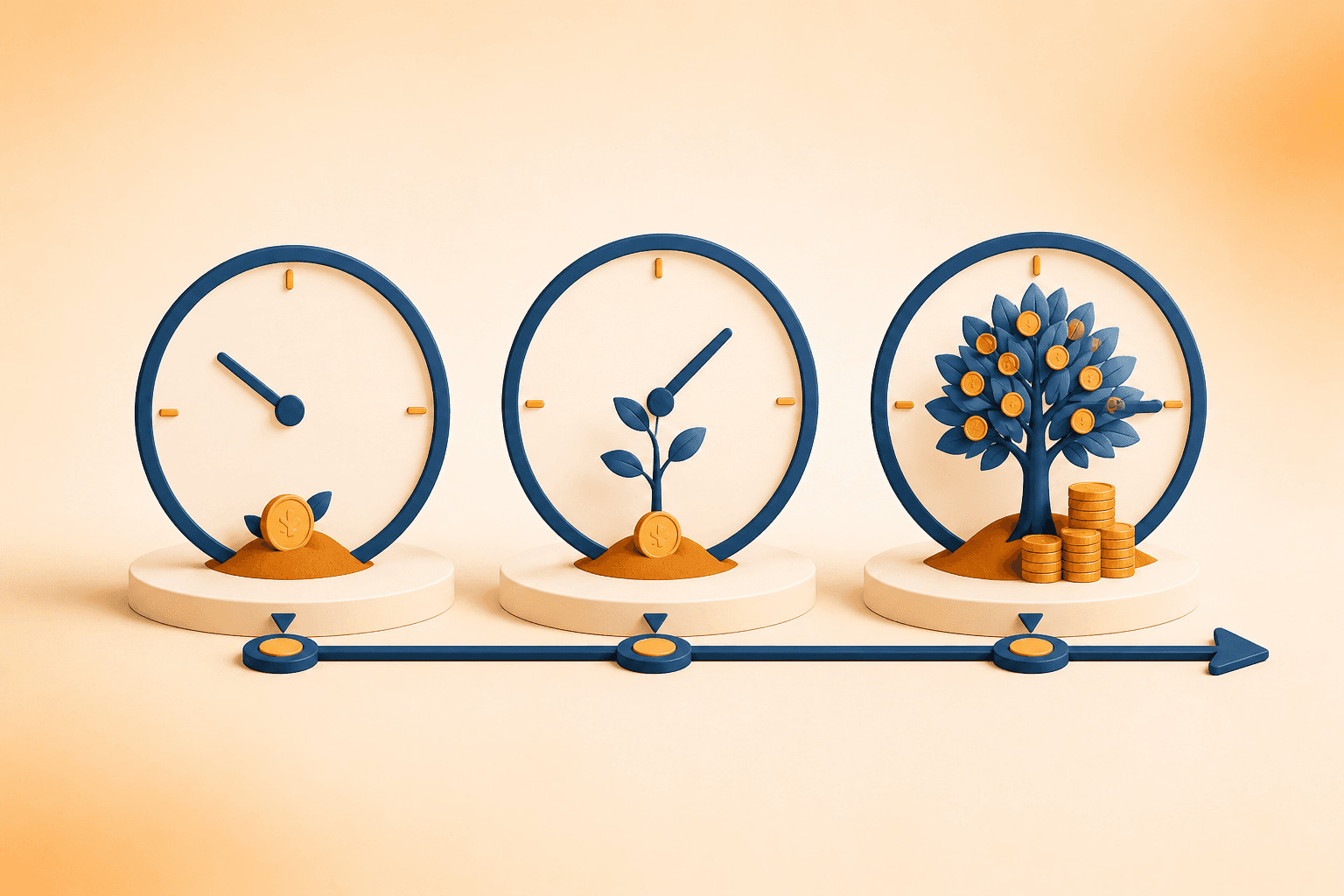 Educational visual guide for Time value of money: how money today has greater value than the same nominal amount in the future